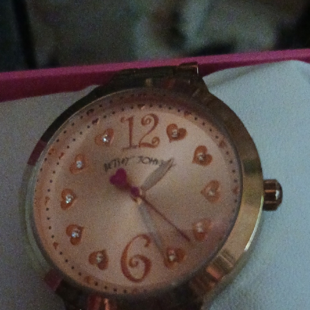Betsey Johnson Pink Heart Dial Watch